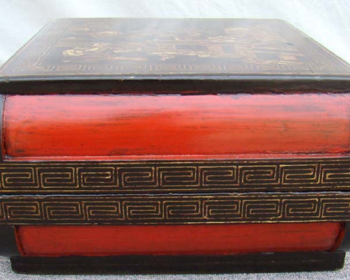 黑描金方盒|Black trace a design in gold square box