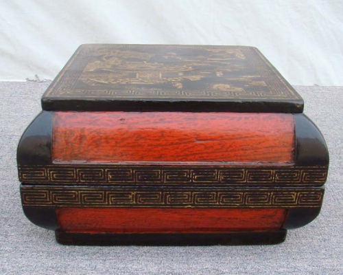 黑描金方盒|Black trace a design in gold square box