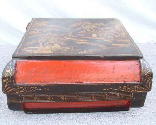黑描金方盒|Black trace a design in gold square box