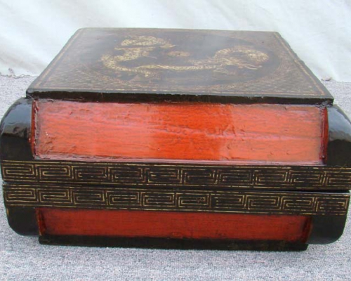 黑描金方盒|Black trace a design in gold square box