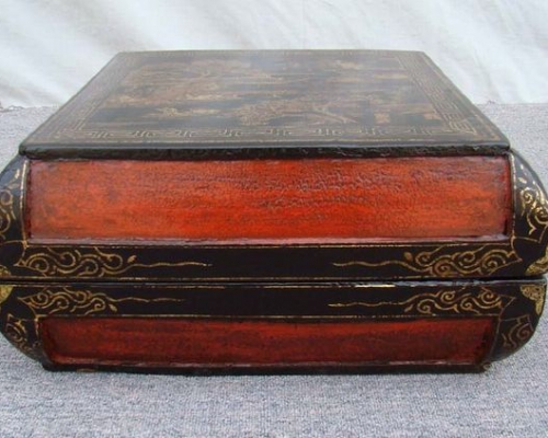 黑描金方盒|Black trace a design in gold square box