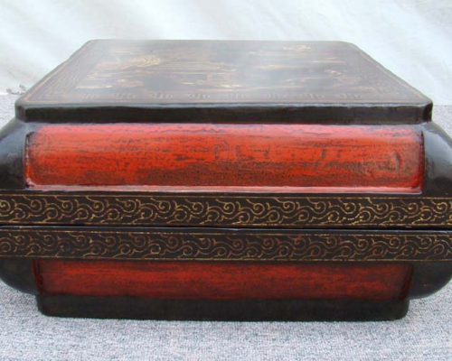 黑描金方盒|Black trace a design in gold square box
