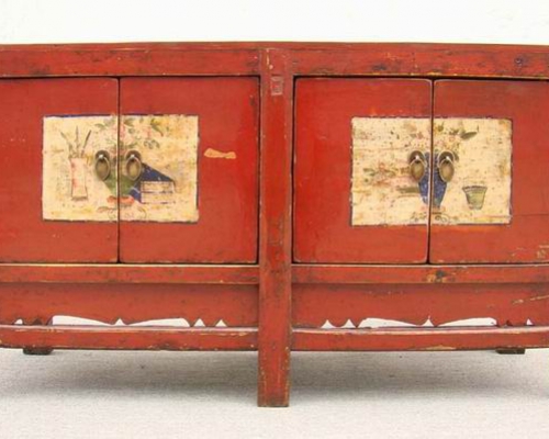 描彩四门连体|painted cabinet