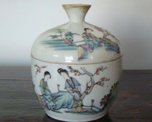 五彩人物瓷罐|pottery高碑店