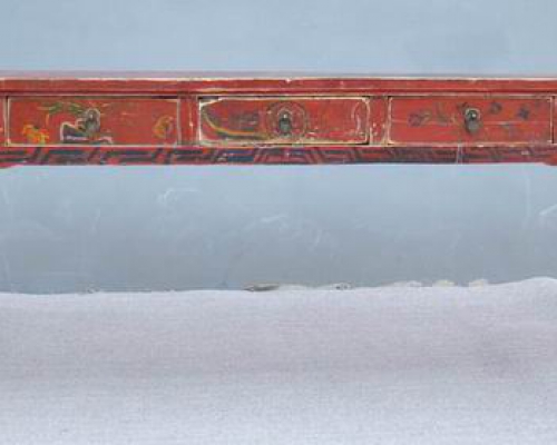 描彩五抽条桌|painted long table