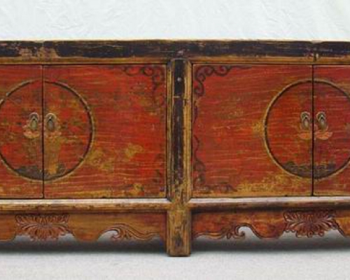 描彩四门柜|Color-painted low cabinet