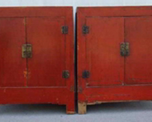 红漆二门小柜|Red-lacquered small cabinet