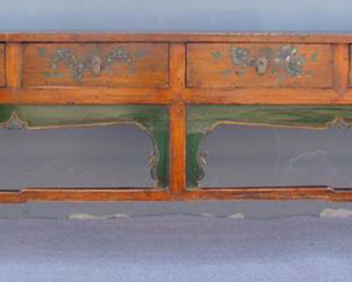 描彩四抽条桌|painted long table