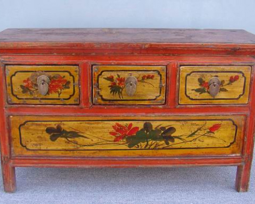 描彩三抽地桌工厂|painted lower table