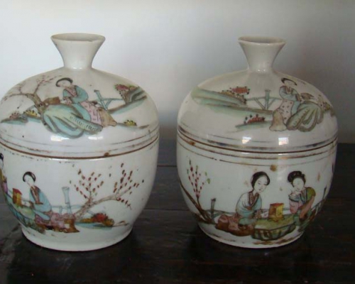 高碑店五彩人物瓷罐|Chinese antique funiture