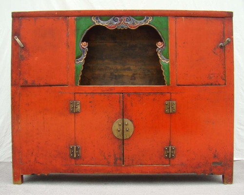 红四门亮格柜高碑店|Red Big cabinet with Four doors