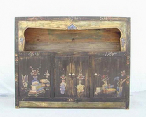 高碑店黑五彩四门亮格柜|Black multicolored big cabinet