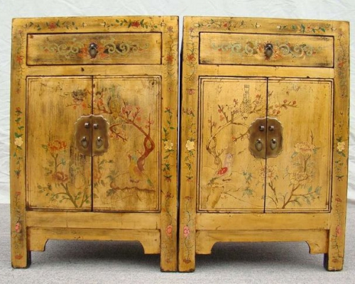 黄描彩小柜|Yellow depict the color small chest
