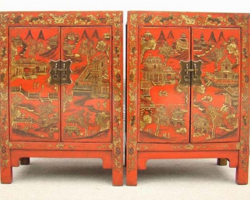 红描金小柜|Red &gilt small cabinet