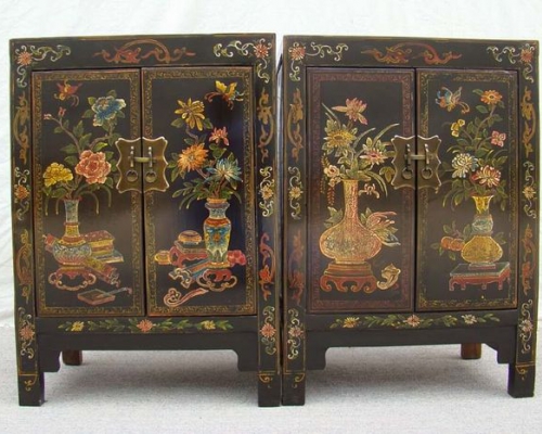 黑描彩小柜高碑店1件|Black color depiction of the small chest