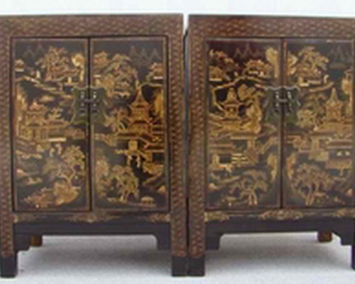 黑描金小柜|Small black cabinet with tracing a design in gold