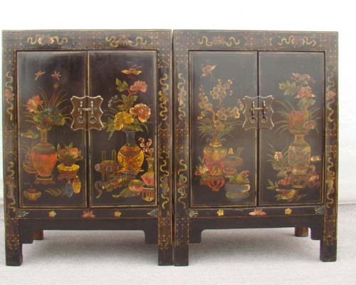 黑五彩小柜工厂1件|Black color depiction of the small chest