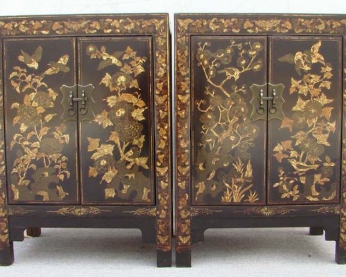黑描金小柜|Small black cabinet with tracing a design in gold