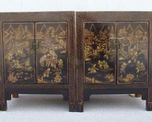 黑描金小柜工厂|Small black cabinet with tracing a design in gold