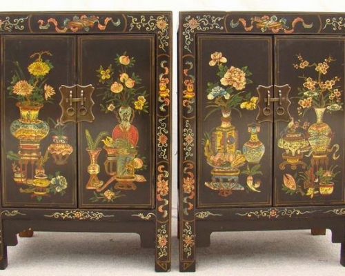 黑描彩小柜工厂|Black color depiction of the small chest