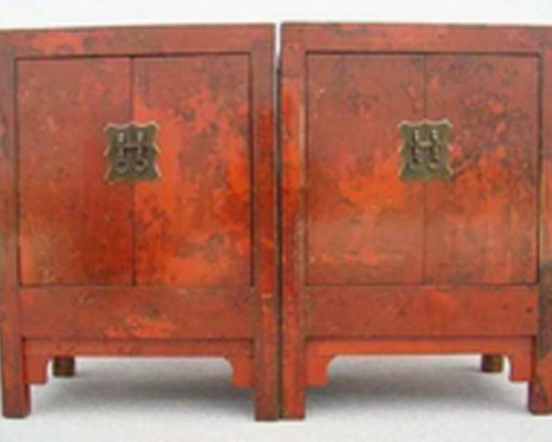 红漆二门小柜|Red-lacquered small cabinet