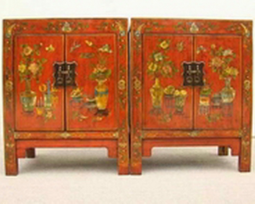 红描彩二门柜工厂|red depicting a color chest with two gates