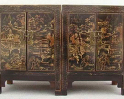 黑描金小柜|Small black cabinet with tracing a design in gold