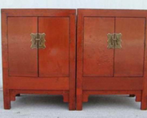 红漆二门小柜|Red-lacquered small cabinet