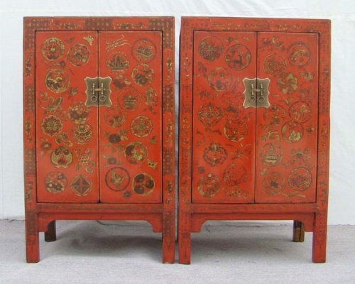 红描金中柜|Red & gilt medium cabinet