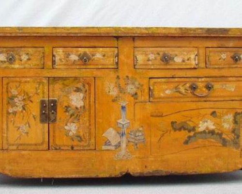 描彩五抽二门连柜|painted cabinet