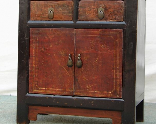 二抽二门描彩小柜|Color-painted small cabinet with two drawers and two doors