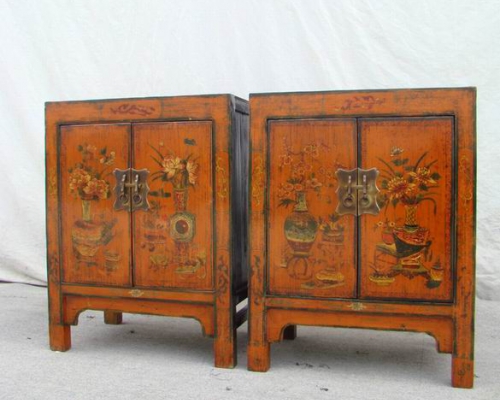 黄描彩小柜工厂剩一件|painted small cabinet
