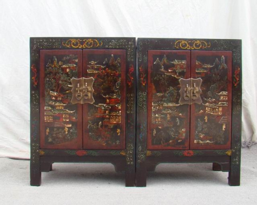 黑描彩小柜|painted small cabinet