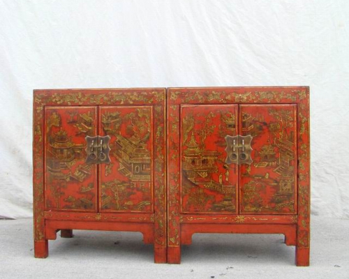 红描金小柜|gold gilt small cabinet