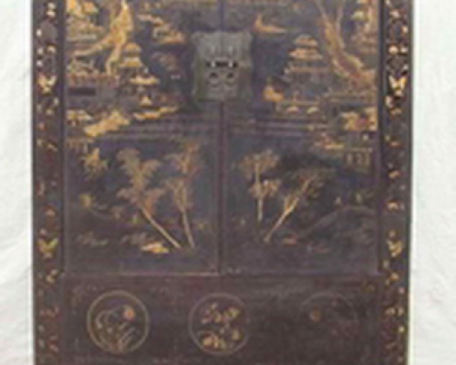 高碑店黑描金大柜|Big black cabinet with tracing a design in gold