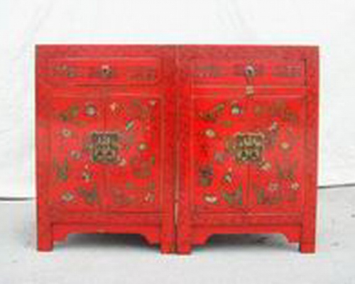 红描彩小柜|red painted small cabinet