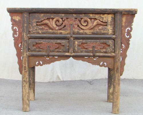 雕花三抽桌工厂|Table with 3 drawers