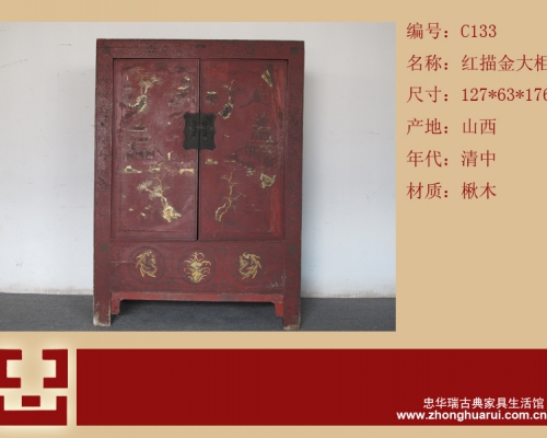 红描金大柜工厂|Red & gilt big cabinet