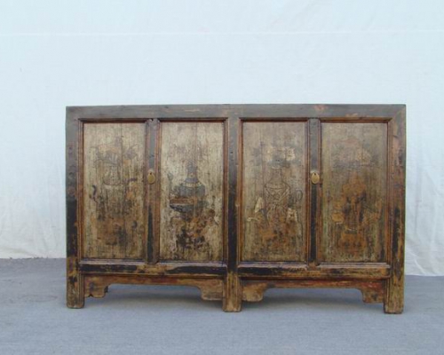 描彩四门连体柜|painted cabinet