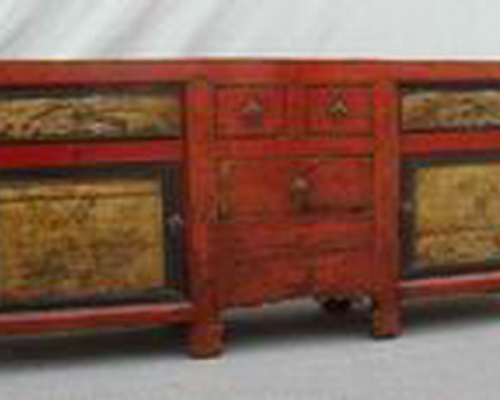 描彩五抽二门柜高碑店|Color-painted low cabinet