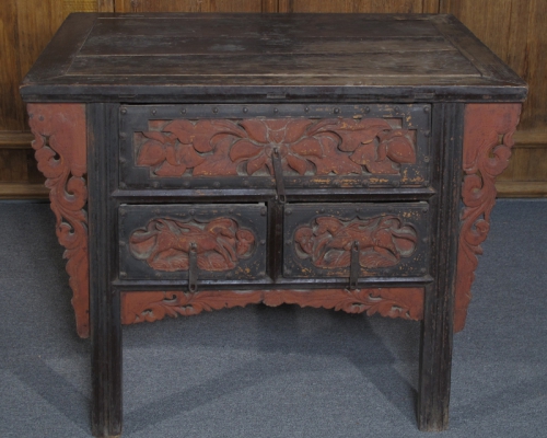 三抽雕花桌|Table with 3 drawers