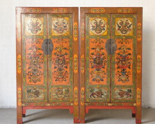 二门蒙古中柜|Mongolian cabinet w/2 drawers and 2 doors