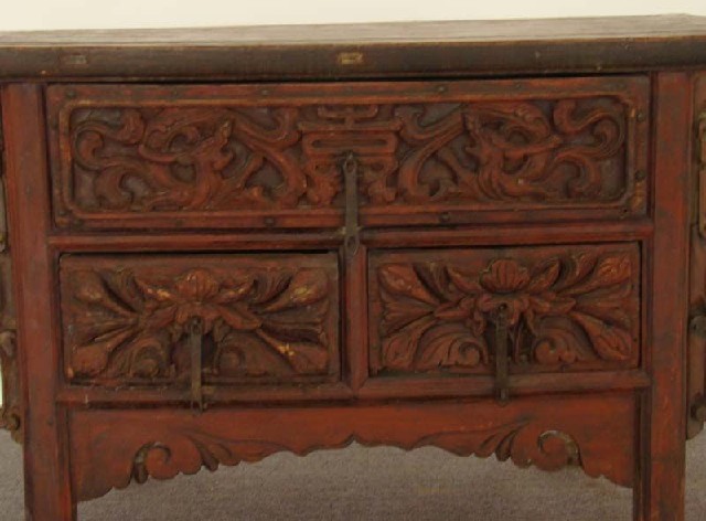 三抽雕花桌|Coffer w/3 drawers