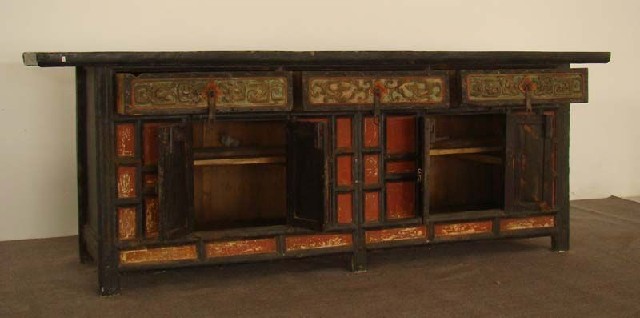 雕花三抽四门地柜|Low cabinet