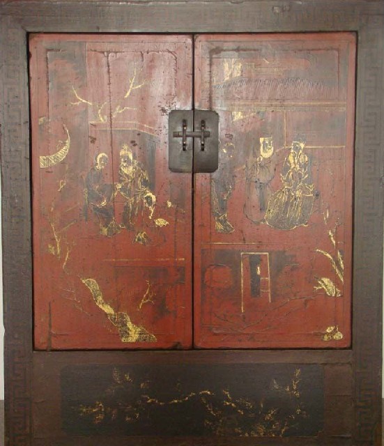 红描金中柜|Red & gilt medium cabinet