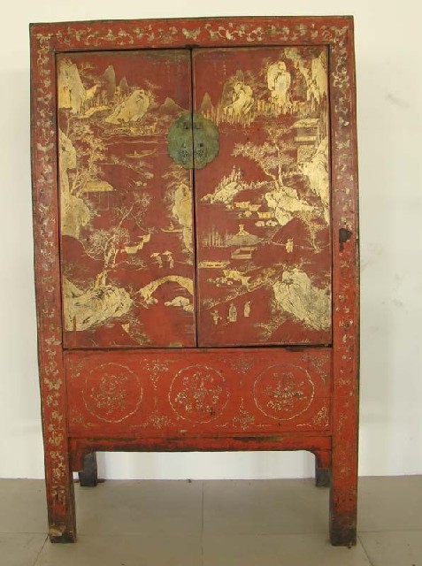 红描金大柜|Red & gilt big cabinet