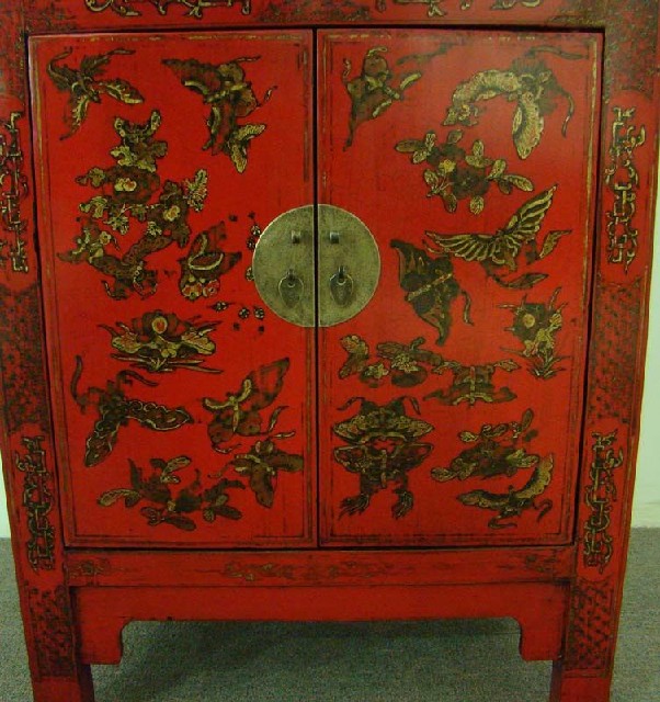红描金二门柜高碑店|red depicting a color chest with two gates