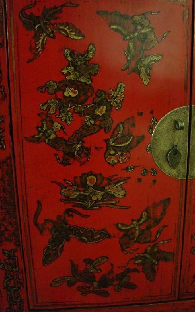 红描金二门柜高碑店|red depicting a color chest with two gates