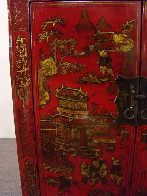 红描金小柜|Red &gilt small cabinet