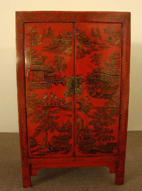 红描金中柜|Red & gilt medium cabinet